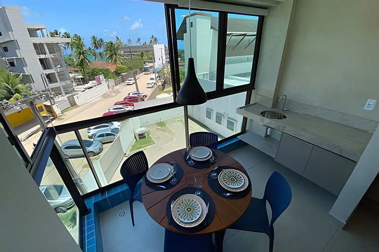 Flat vista mar na vila de porto