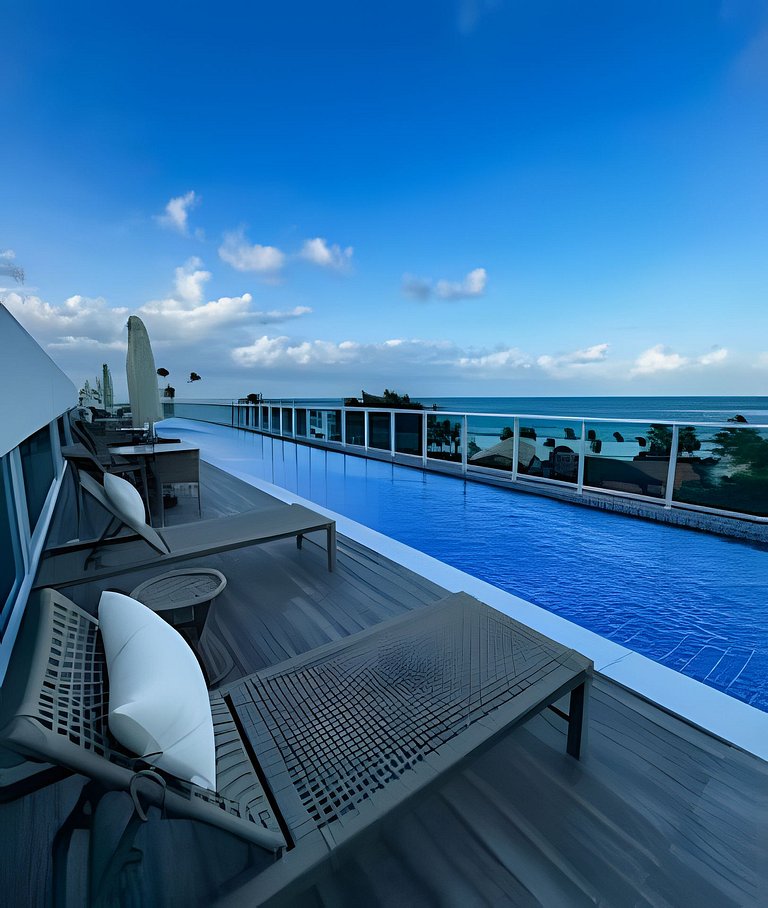 Flat piscina pvt no centro praia