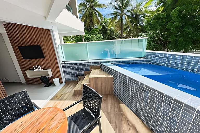 Flat piscina pvt no centro praia