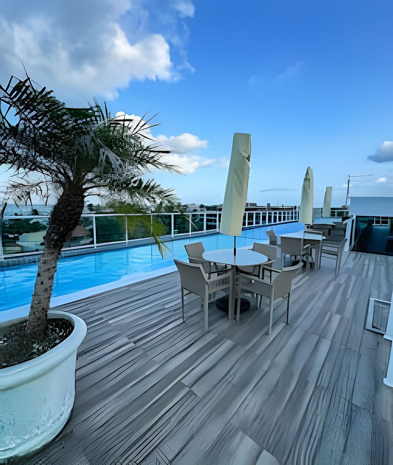 Flat piscina pvt no centro praia
