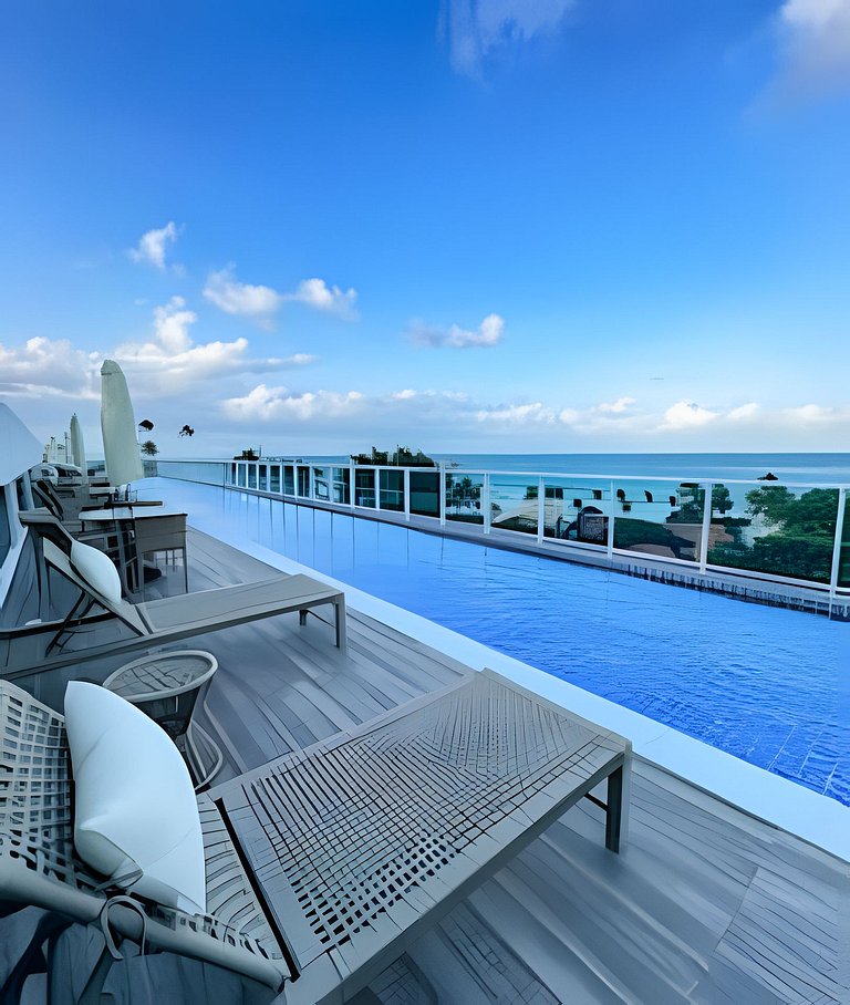 Flat piscina pvt no centro praia